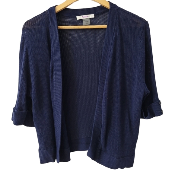 TanJay Women's Blue Knit Cropped Cardigan Sweater - Picture 1 of 10